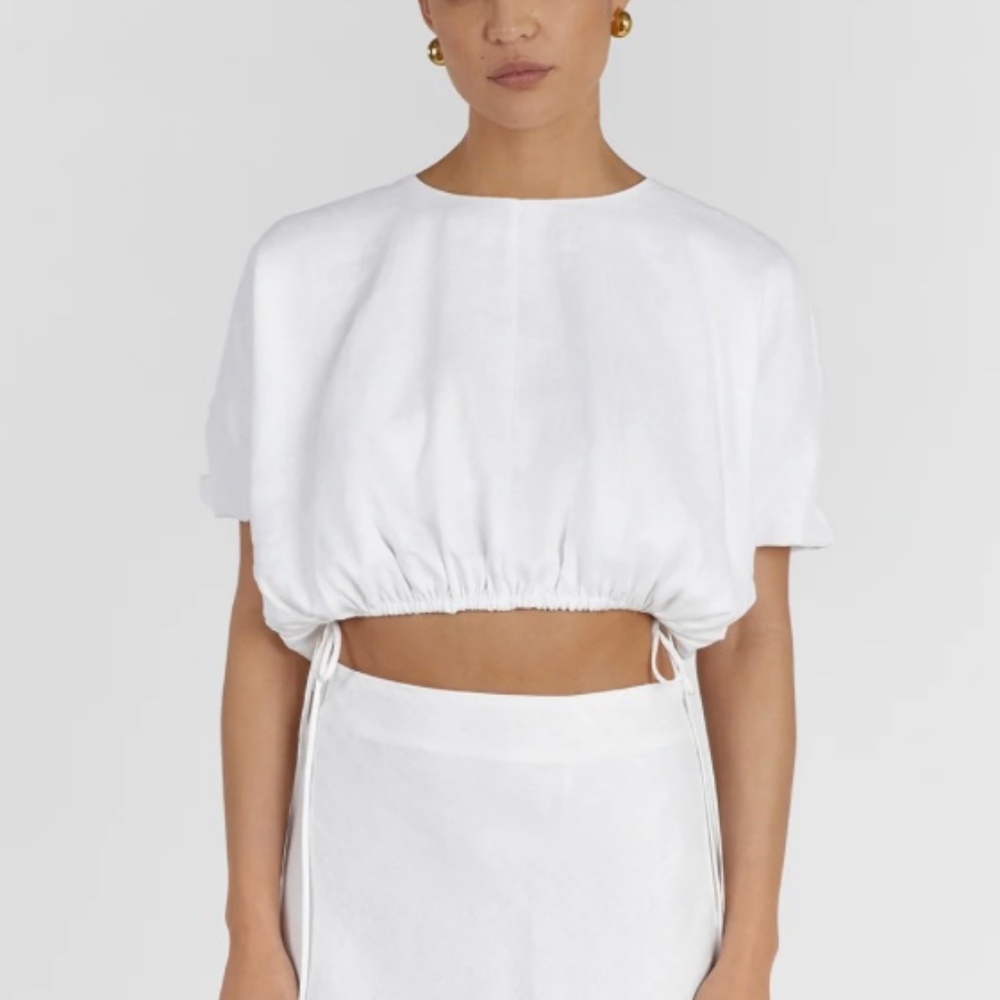 DISSH GEORGIA WHITE LINEN CROP TOP ( NWT)
